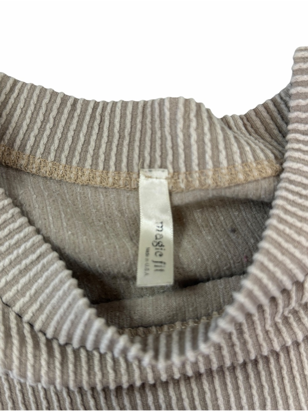 Magic Fit Women's Long Sleeve Ribbed Sweater - Light Taupe - Picture 2 of 3
